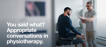 Physiotherapists talking to patient